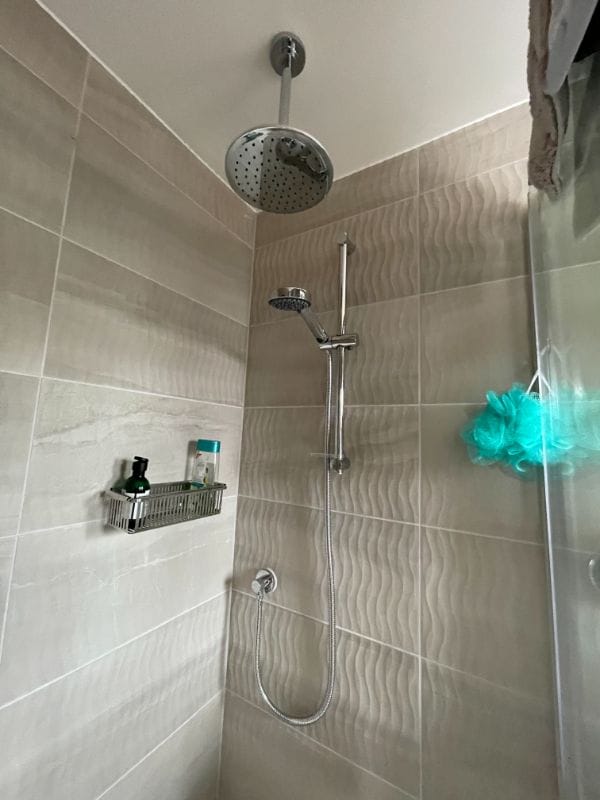 Shower in large porch extension with wet room, designed by Inner Create in Stony Stratford